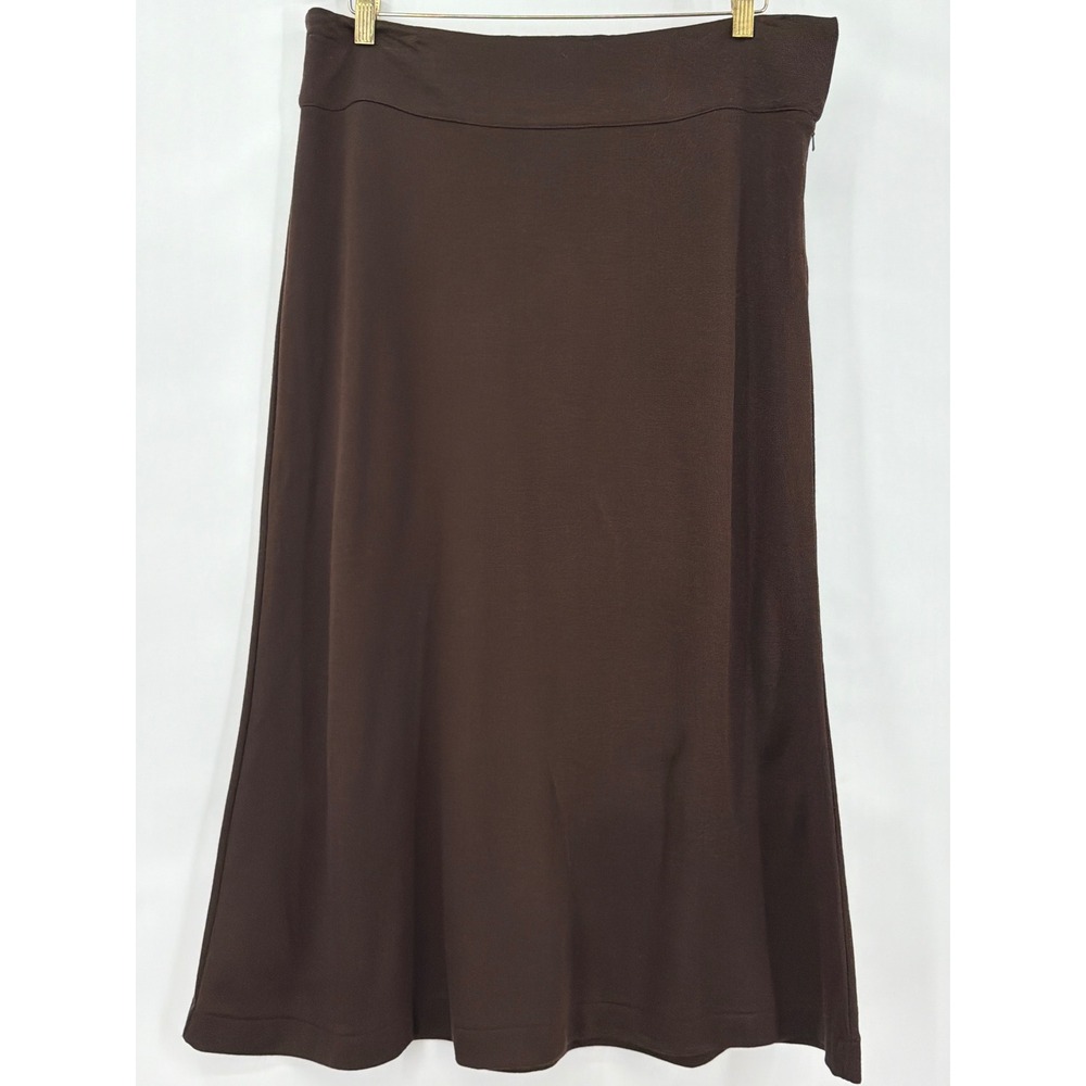 Vintage Lauren Ralph Lauren Brown Knit Midi Skirt Wool Blend A-Line M Academia